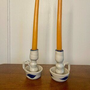 Williamsburg Pottery Salt Glaze Candle Holder Set